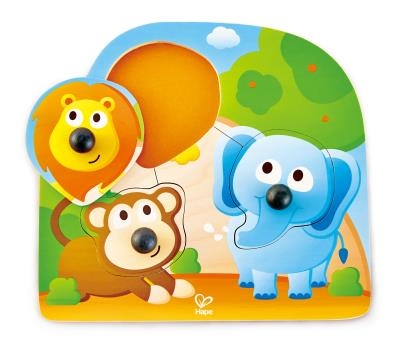 Puzzle en Bois - Animaux de la Jungle - Gros Boutons | Puzzle en bois