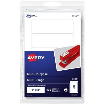 Étiquettes AVERY - 1"x3" blanche (pqt 125) | Étiquettes, étiqueteuses