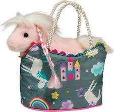 Peluche licorne rose dans un sac | Peluche et marionnette