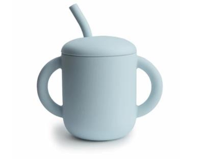 Tasse d'entraînement en silicone avec paille - Bleu poudré | Bébé (18 mois & moins)