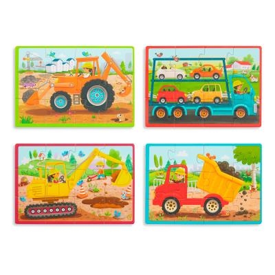 B.Woody - Casse-tête de bois Pack o' Puzzles 48 pièces - Camions | Casse-têtes