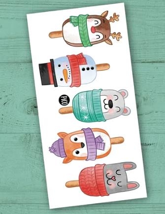 Tatouage temporaire - Gâteaux popsicles de Noël | Tatouage temporaire