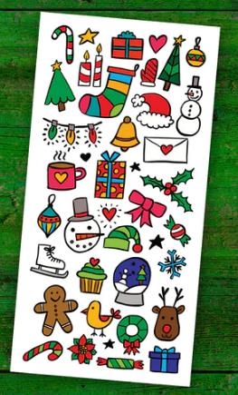 Tatouage temporaire - Les doodles de Noël | Tatouage temporaire