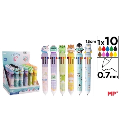 Stylos 10 couleurs 0.7mm animaux assortis | Stylos