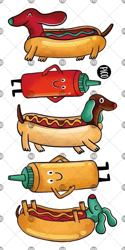 Tatouage temporaire - Ketchup le chien saucisse | Tatouage temporaire