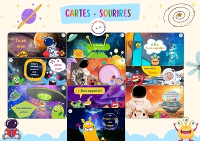 Cartes-Sourires pour boîte à Lunch - Espace | Ressources et matériels