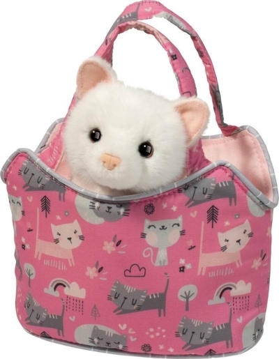 Peluche - Chat blanc dans un sac | Peluche et marionnette