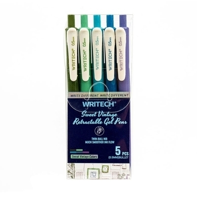 Emballage de 5 stylos gel rétractables 0.5mm VINTAGE - Pastel | Stylos