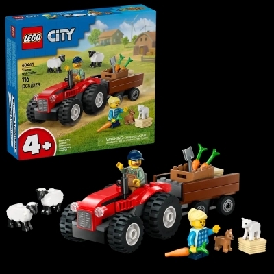 LEGO : City - Le tracteur agricole rouge avec remorque et moutons | LEGO®