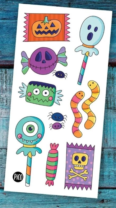 Tatouage temporaire - Les bonbons d'Halloween | Tatouage temporaire