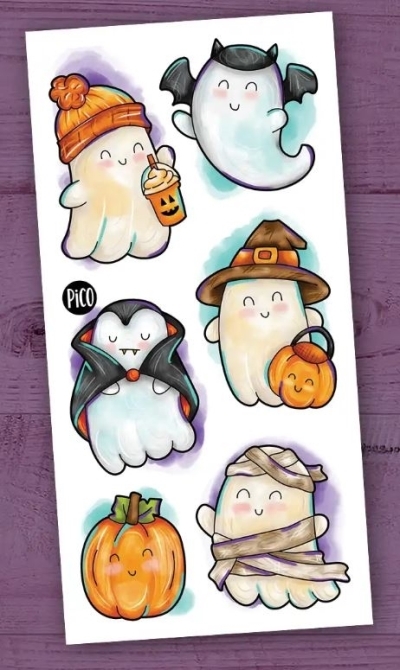 Tatouage temporaire - Les fantômes d'Halloween | Tatouage temporaire