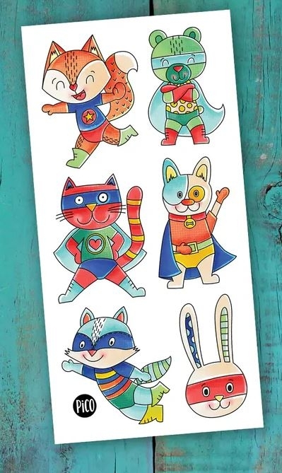 Tatouage temporaire - Les super-héros animaux | Tatouage temporaire