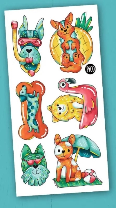 Tatouage temporaire - Les chiens à la plage | Tatouage temporaire