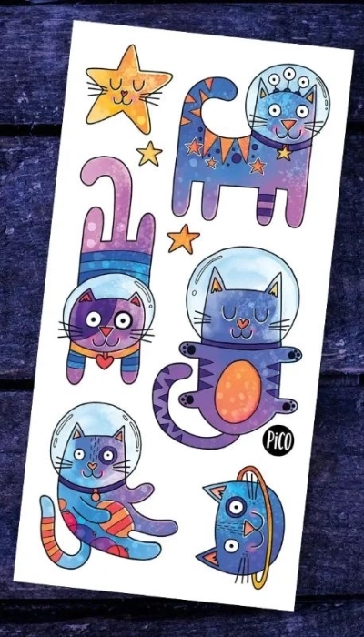 Tatouage temporaire - Les chats de l'espace | Tatouage temporaire