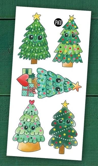 Tatouage temporaire - Les sapins de Noël | Tatouage temporaire