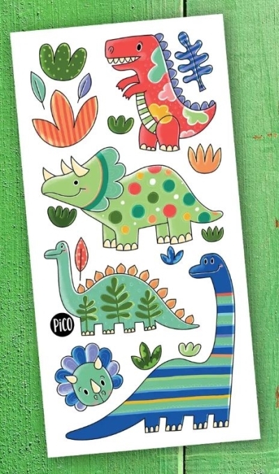 Tatouage temporaire - Les dinos colorés | Tatouage temporaire