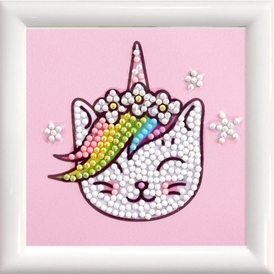 Diamond Dotz - Chat Licorne avec Cadre 10.2x10.2 | Peinture à numéro & peinture de diamant (Diamond Painting)