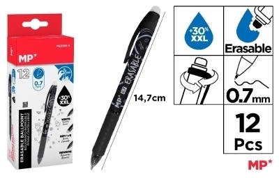 Stylo effaçable 0.7mm - Noir | Stylos