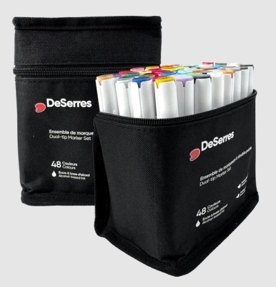 ensemble marqueurs alcool double pointe - 48 pièces | Crayons de couleur, feutres  et craies