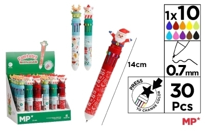 Stylo 10 couleurs 0.7mm - Noel | Stylos