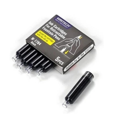 5 Cartouches d'encre pour Plume Fontaine - Encre noir | Stylos