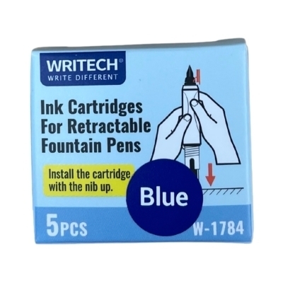 5 Cartouches d'encre pour Plume Fontaine - Encre bleue | Stylos
