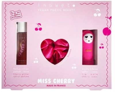 Coffret parfum miss cherry - parfum cerise - baume à lèvres cerise - scrunchie rose | Cadeau
