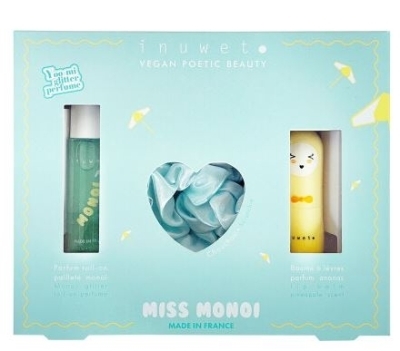 Coffret parfum miss monoï - parfum monoï - baume à lèvres ananas - scrunchie turquoise | Cadeau