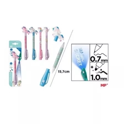 Stylo à encre bleue/rouge et encre invisible magique- Licorne | Stylos