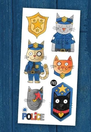 Tatouage temporaire - Pixel le chat policier | Tatouage temporaire