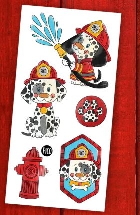 Tatouage temporaire - PiCO le chien pompier | Tatouage temporaire