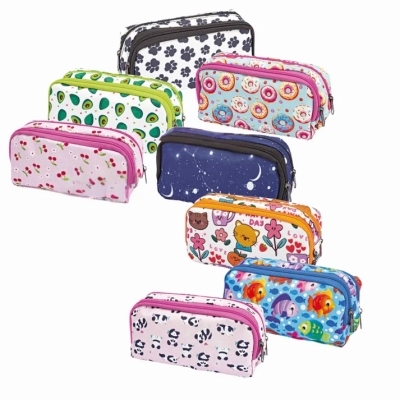 Étui à crayons 2 compartiments (motif ass.) | Étui à crayons