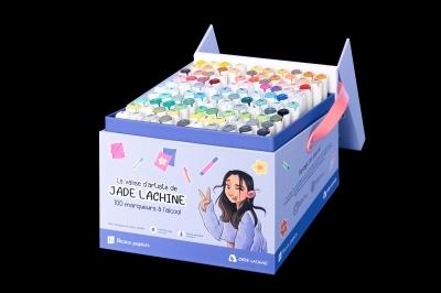 La valise d’artiste de Jade Lachine 100 marqueurs à l'alcool | Crayons de couleur, feutres  et craies