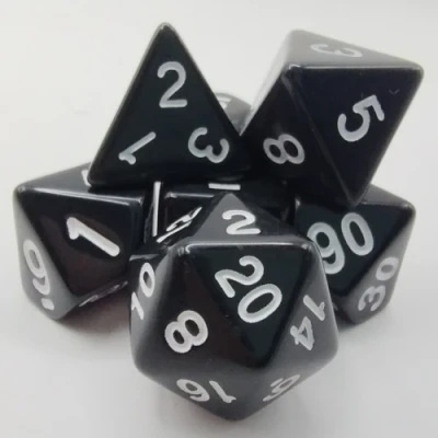 Kit de dés polyédriques – opaque – noir avec chiffres blancs | Jeux de cartes et de dés classiques