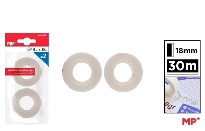 Emballage de 2 recharges de ruban adhésif transparent 18mm | Cadenas, colle, adhesif