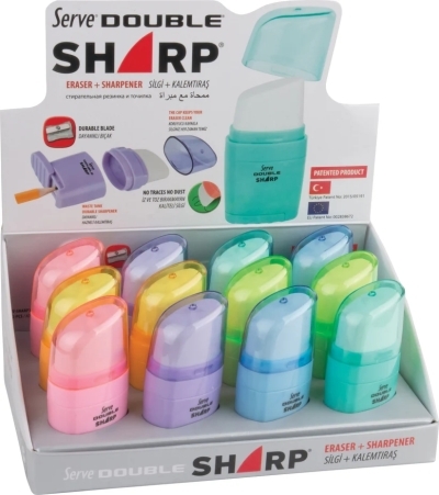  Taille-crayons simple avec efface SHARP pastel | Taille-crayons