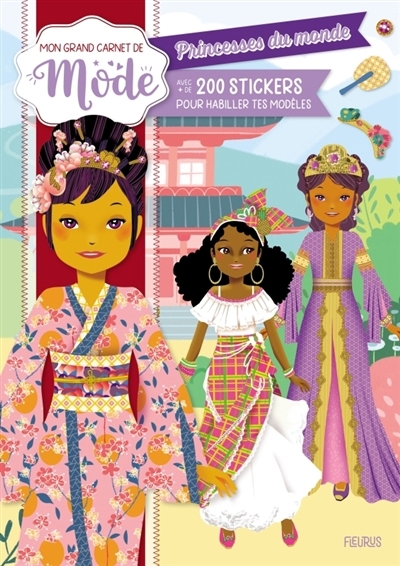 Princesses du monde : avec + de 200 stickers pour habiller tes modèles : mon grand carnet de mode | Pop, Charlie (Illustrateur) | Kabuki (Illustrateur)