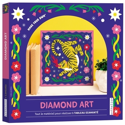Diamond art : tout le matériel pour réaliser 1 tableau diamanté tigre | Peinture à numéro & peinture de diamant (Diamond Painting)
