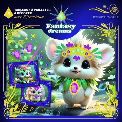 Royaume magique : 5 tableaux à pailleter & décorer avec 80 cristaux | Autocollant et pochoir