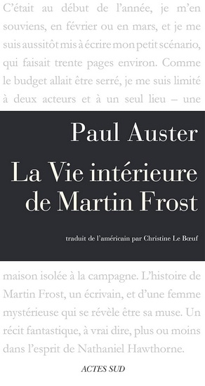 La vie intérieure de Martin Frost : scénario  | Auster, Paul 