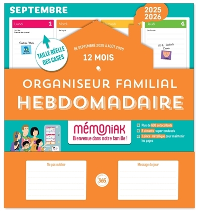Organiseur familial hebdomadaire Mémoniak 2025-2026 | Nesk (Illustrateur)