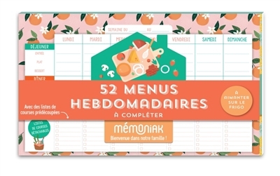 52 menus hebdomadaires Mémoniak à compléter et à aimanter sur le frigo | 