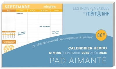 Pad aimanté hebdomadaire 2025-2026 | 
