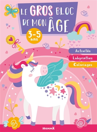 Le gros bloc de mon âge (3-5 ans) (Licornes) : Activités, Labyrinthes, Coloriages | 