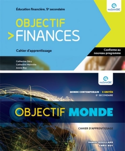 Ensemble Objectif finances + Objectif monde Cahier d'apprentissage 5 thèmes 5e secondaire (Ensemble papier et numérique 1 an) | 